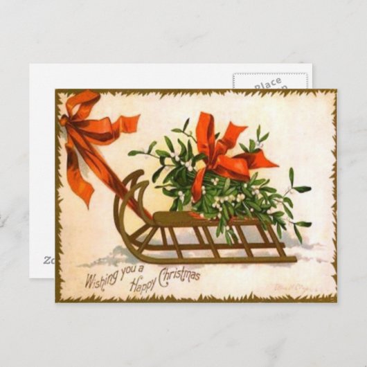 Vintage Kerstmis Feestdagenkaart (Voorkant / Achterkant)