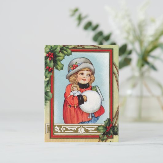 Vintage Kerstmis Feestdagenkaart (Staand voorkant)