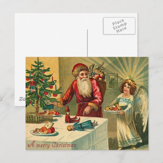 Vintage Kerstmis Feestdagenkaart (Voorkant / Achterkant)