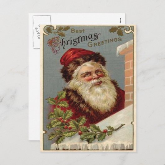 Vintage Kerstmis Feestdagenkaart (Voorkant / Achterkant)