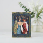 Vintage Kerstmis Flappers Feestdagenkaart (Staand voorkant)