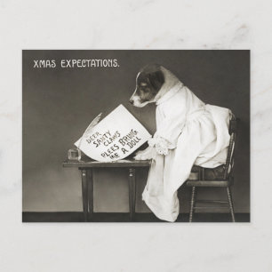 Vintage Kerstmis Funny Dog Briefkaart