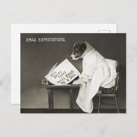 Vintage Kerstmis Funny Dog Briefkaart (Voorkant / Achterkant)