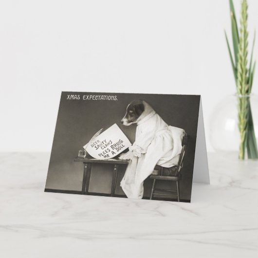 Vintage Kerstmis Funny Dog Feestdagen Kaart (Voorkant)