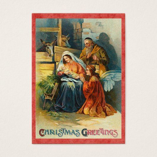 Vintage Kerstmis Geboorte Gift Labels Visitekaartje (Voorkant)