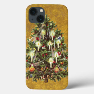 Vintage Kerstmis, gedecorreerde Victoriaans boom iPhone 13 Hoesje