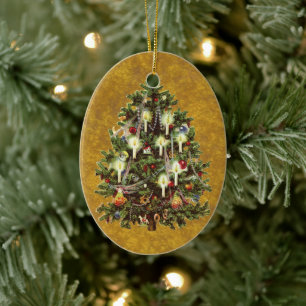 Vintage Kerstmis, gedecorreerde Victoriaans boom Keramisch Ornament