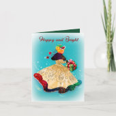 Vintage Kerstmis geschenkdoos goud glitter meisje (Voorkant)