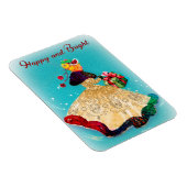 Vintage Kerstmis geschenkdoos goud glitter meisje Magneet (Rechterzijde)