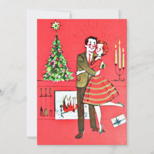 Vintage Kerstmis getrouwd paar Feestdagenkaart