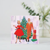 Vintage Kerstmis getrouwd paar Feestdagenkaart (Staand voorkant)
