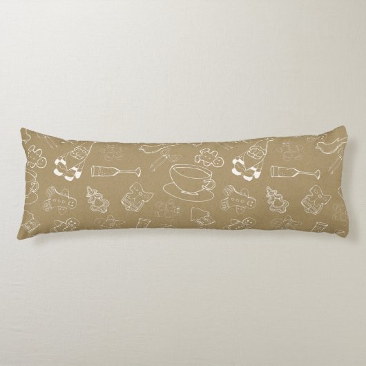 vintage kerstmis Gingerbrood Man en santa Lichaamskussen (Voorkant)