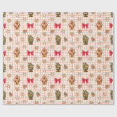 Vintage Kerstmis Gingham Pattern Cadeaupapier (Vlak)