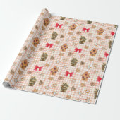 Vintage Kerstmis Gingham Pattern Cadeaupapier (Uitgerold)