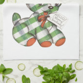 Vintage Kerstmis Gingham Puppy Dog stuffe Animal Theedoek (Gevouwen)