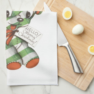 Vintage Kerstmis Gingham Puppy Dog stuffe Animal Theedoek