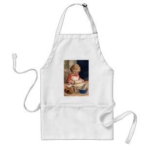 Vintage Kerstmis - Girl Baking Cookies Standaard Schort