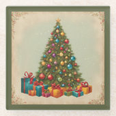 Vintage Kerstmis Glazen Onderzetter (Voorkant)