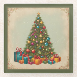 Vintage Kerstmis Glazen Onderzetter