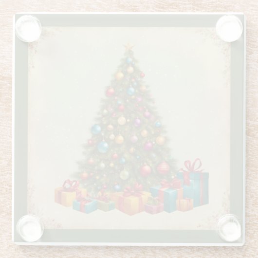 Vintage Kerstmis Glazen Onderzetter (Achterkant)