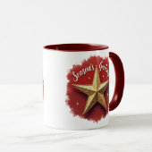 Vintage Kerstmis, Gouden Ster Kerstmis Mok (Voorkant rechts)