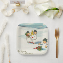 Vintage Kerstmis grappige feestdag Papieren Bordje