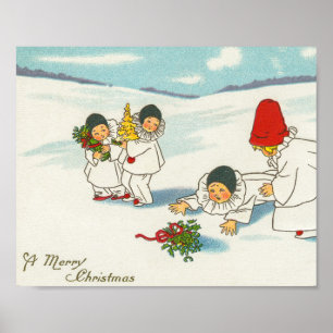 Vintage Kerstmis grappige feestdag Poster