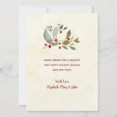 Vintage kerstmis Green Holly Berry Wreath Feestdagenkaart (Achterkant)