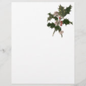 Vintage Kerstmis, Green Holly Plant met Berries Flyer (Achterkant)