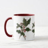 Vintage Kerstmis, Green Holly Plant met Berries Mok (Links)