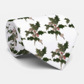 Vintage Kerstmis, Green Holly Plant met Berries Stropdas (Opgerold)