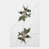 Vintage Kerstmis, Green Holly Plant met Berries Theedoek (Verticaal)