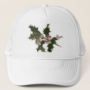 Vintage Kerstmis, Green Holly Plant met Berries Trucker Pet