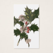 Vintage Kerstmis, Green Holly Plant met Berries Visitekaartjes (Voorkant)
