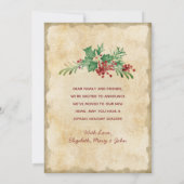 Vintage Kerstmis Groen Holly Berry krans verplaats Aankondiging (Achterkant)