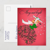 Vintage Kerstmis groene glitter sjaal meisje Briefkaart (Voorkant / Achterkant)