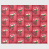 Vintage Kerstmis groene glitter sjaal meisje Cadeaupapier (Vlak)