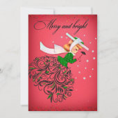 Vintage Kerstmis groene glitter sjaal meisje Kaart (Voorkant)