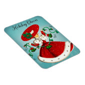 Vintage Kerstmis groene klokken rode glitter meisj Magneet (Rechterzijde)