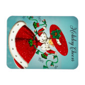 Vintage Kerstmis groene klokken rode glitter meisj Magneet (Horizontaal)