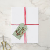 Vintage Kerstmis Groet met Holly Cadeaulabel (Met Touw)