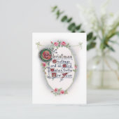  Vintage Kerstmis Groet met Rozen Briefkaart (Staand voorkant)