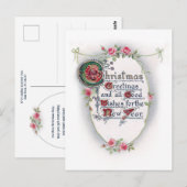  Vintage Kerstmis Groet met Rozen Briefkaart (Voorkant / Achterkant)