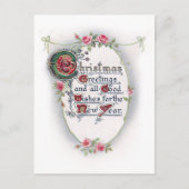  Vintage Kerstmis Groet met Rozen Briefkaart (Voorkant)