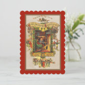 Vintage Kerstmis Groet Party Uitnodiging (Staand voorkant)