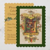 Vintage Kerstmis Groet Party Uitnodiging (Voorkant / Achterkant)