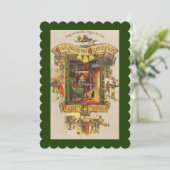 Vintage Kerstmis Groet Party Uitnodiging (Staand voorkant)