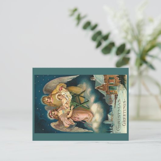 Vintage Kerstmis Groeten briefkaart (Staand voorkant)