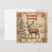 Vintage Kerstmis Groetjes Herten Feestdagenkaart (Voorkant / Achterkant)
