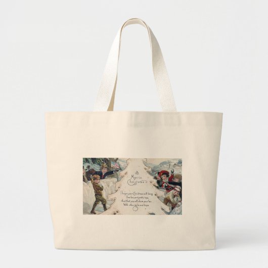 Vintage Kerstmis Grote Tote Bag (Voorkant)